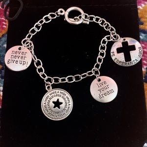 Silver Inspirational Toggle Charm Bracelet